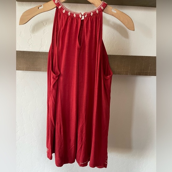 Loft| Burnt Orange Floral Embroidered Sleeveless Blouse, Very Boho•••XS - Picture 5 of 10